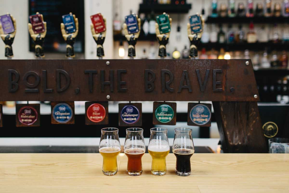 A tasting flight at Fortune Favours